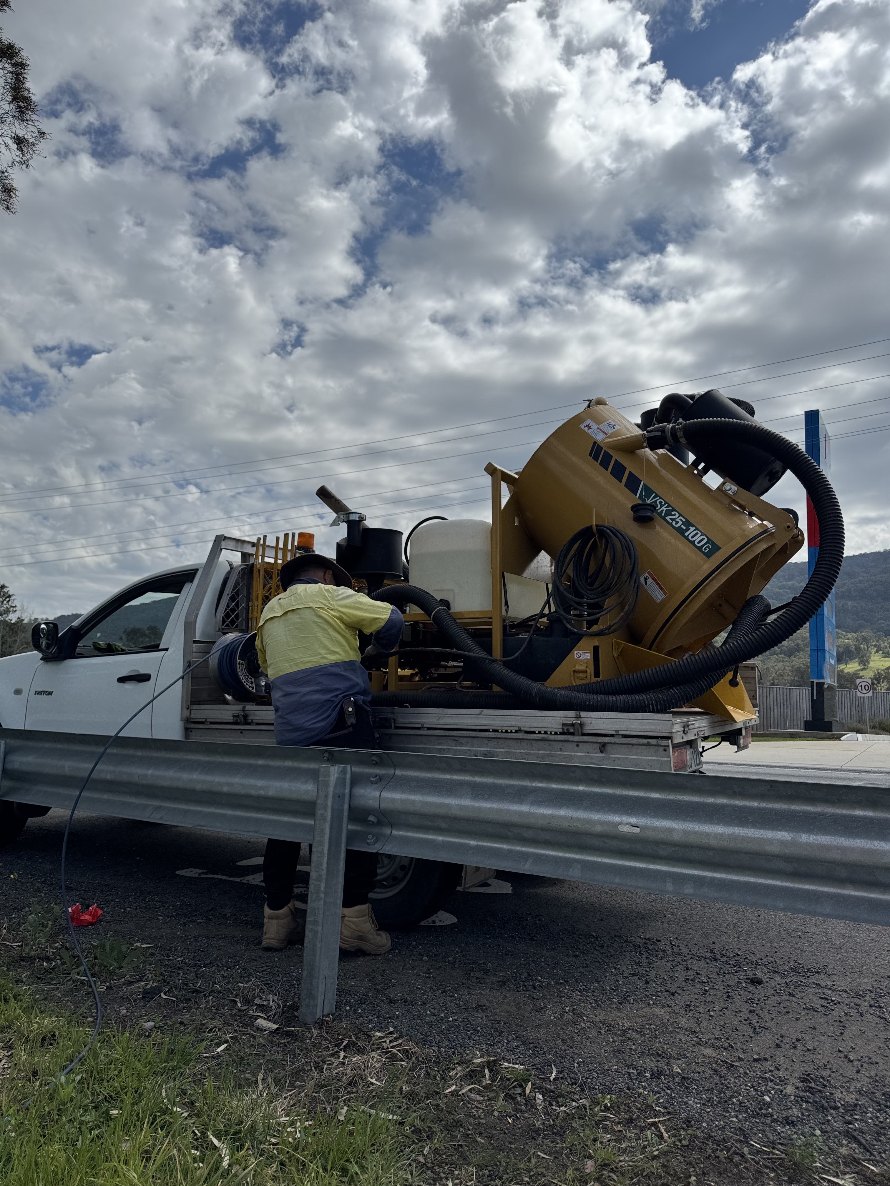 Operator with mini vac unit – hydro excavation work Sydney